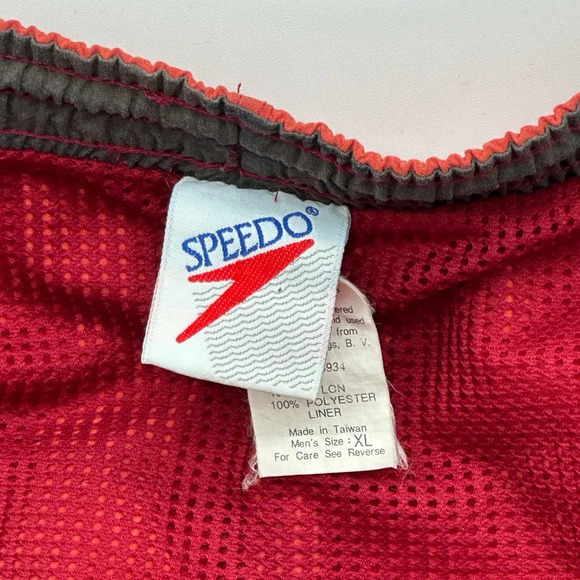 VTG 90’s Speedo Salmon Red Lined Swim Trunks Shorts Pockets Men’s Sz XLarge EUC - Picture 6 of 9